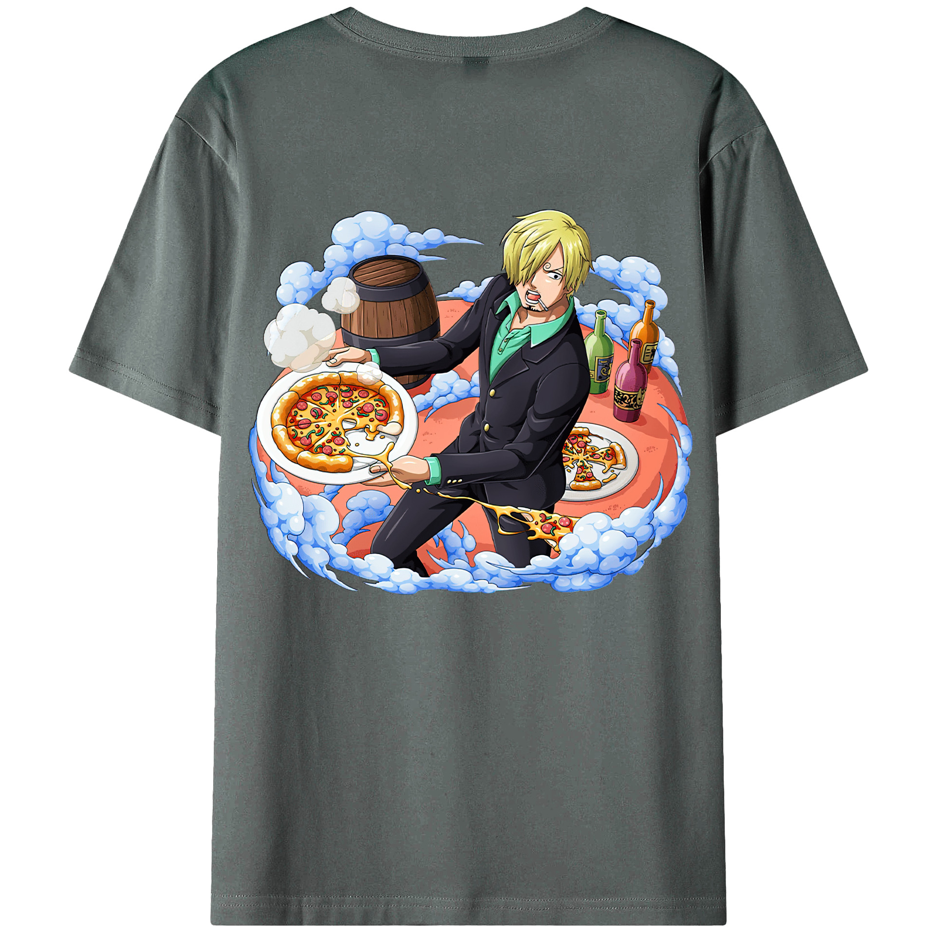 （画像用） ワンピース サンジ ONE PIECE Sanji 綿100％ メンズ半袖Tシャツ（バックプリント） 通気性